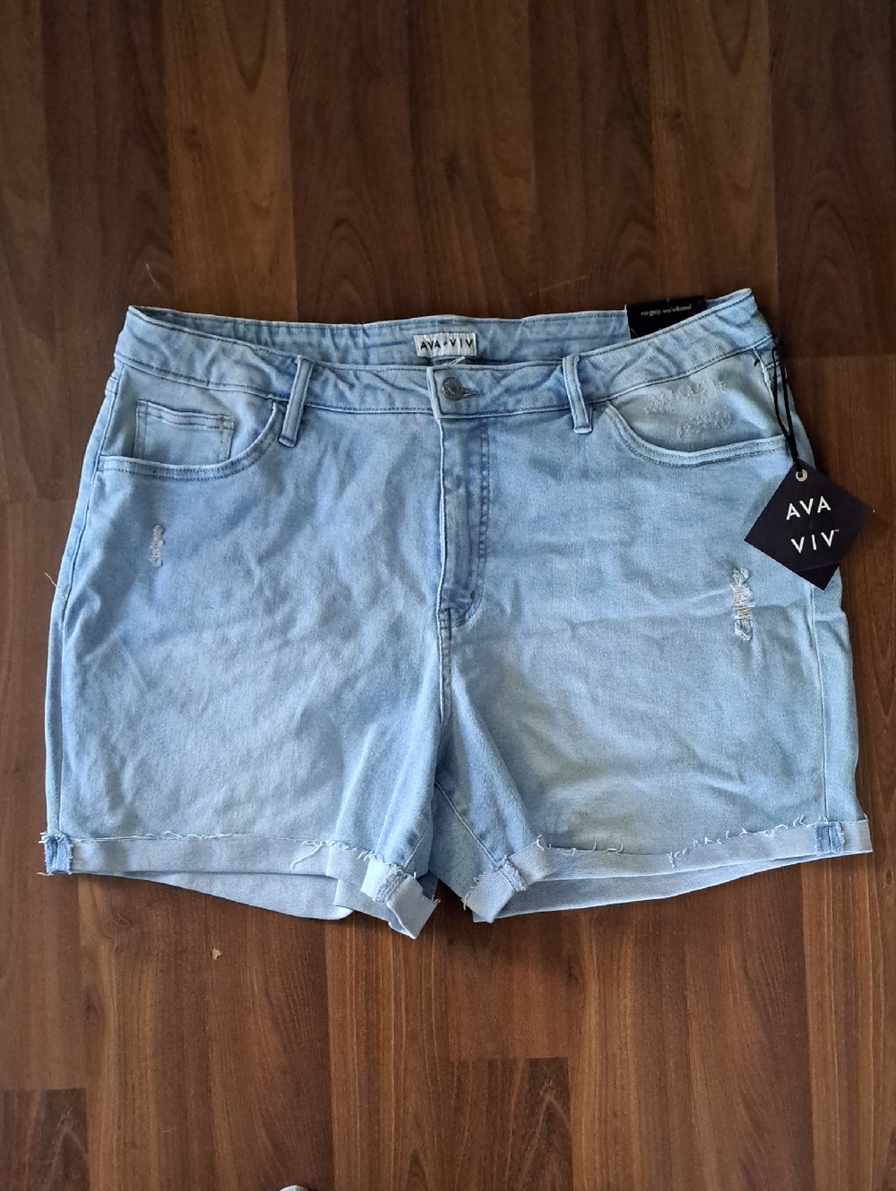 Ava & Viv Light Blue Denim Jean Shorts with Raw Hem